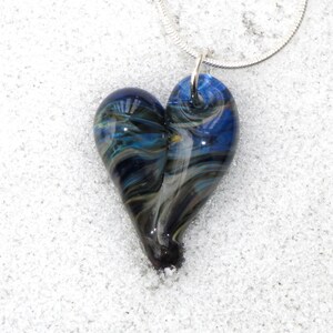 Heart Necklace Glass Jewelry Pendant Lampwork Boro Heart Earth View image 2