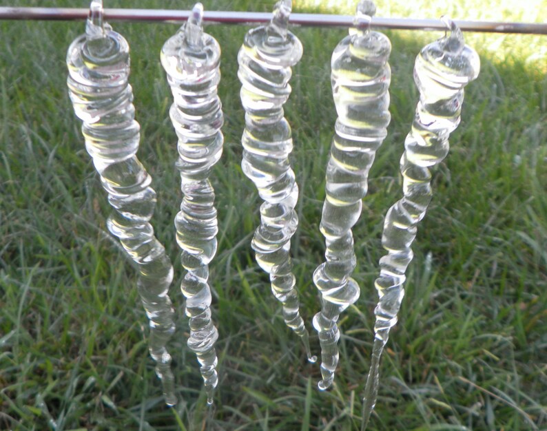 Glass Icicles Set of Twenty Christmas Ornament Holiday Tree Etsy