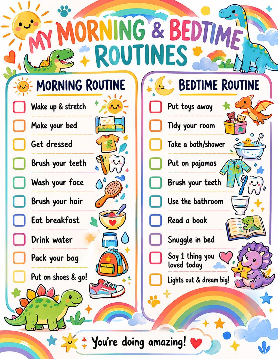 Fun Morning and Bedtime Routine - Etsy
