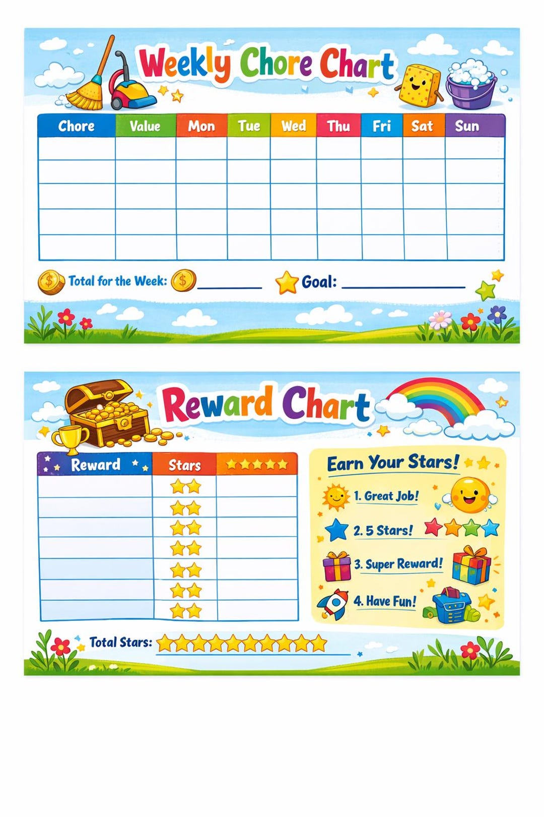 Fun Chore Chart - Etsy