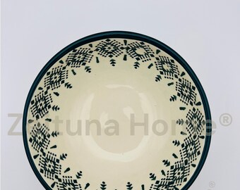 Handmade Djurdjura Bowl: Algerian Artisan Serving Dish, Green or Blue