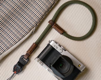 Kurzes Quick Release Kameraseil, Leder Handschlaufe - Vintage Camera Strap