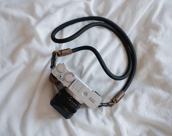 Kameragurt Quick Release Basic Schwarz Seil und Leder – Vintage Camera Strap mit Quick Release