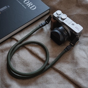 Correa de liberación rápida para cámara, correa sencilla en color negro hecha de cuerda de escalada, para cámaras DSLR o analógicas - Correa de cuerda vintage para cámara
