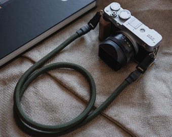Correa de liberación rápida para cámara, correa sencilla en color negro hecha de cuerda de escalada, para cámaras DSLR o analógicas - Correa de cuerda vintage para cámara