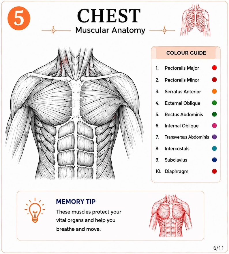 Muscular Anatomy Coloring Pages | 10-sheet Printable PDF | Muscle Study ...
