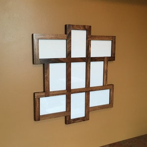 Collage frame made from poplar wood that will hold 9 4x6 pictures.