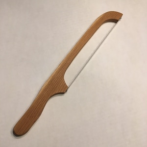 Oak Wood Bow Bread Knife with Stainless Steel Serrated Blade for Slicing Bread or Vegetables