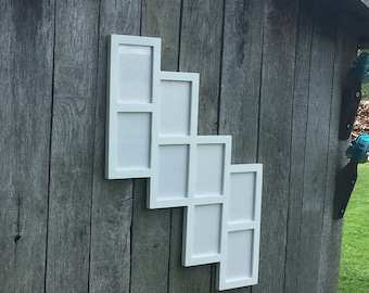 4, 6, or 8 Opening Poplar Wood Collage Picture Frame: Step Design, Multi Photo Display