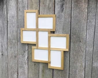 7 Opening Picture Frame Collage, Multiple Orientation 4x6, 5x7, or 8x10 Poplar Wood Frame