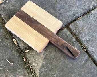 Rustic Natural Walnut and Maple Snack Board, Unique Mini Cutting Board