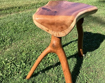 Bar Stool Solid Cherry Wood, Rustic End Table, Branch Legs