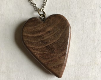 Mother's Day Sale! Walnut Wood Heart Pendant Necklace Perfect for Valentine's Day, Maid of Honor Gift, Mothers Day Gift