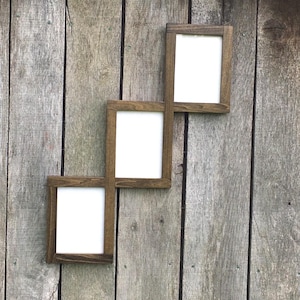 3 Opening Collage Picture Frame for 4x6s, 5x7s, or 8x10s, Staircase Frame, Diagonal Angled Frame