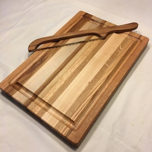 Juice Groove Chef Gift WOOD EDGE GRAIN Cutting Board Wood Carving Board with Groove Charcuterie Board Juice Trough Wedding Gift
