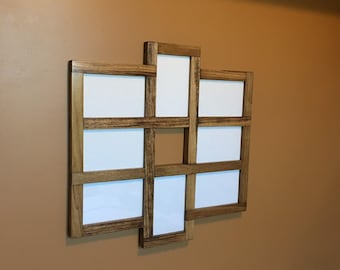 Handmade Poplar Wood Collage Picture Frame: Holds 8-9 Photos