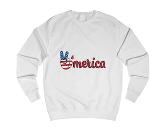 Sudadera con el símbolo de la paz estadounidense / Diseño de la bandera estadounidense LOVE en la espalda