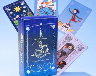 Das andere Tarot Deck inspiriert von Coraline, Gothic Fantasy Tarot Karten, dunkles wunderliches Wahrsage Deck, einzigartiges Geschenk für Tarot Liebhaber