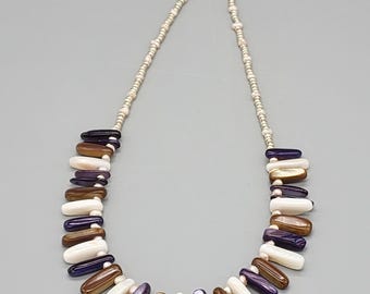 Collar de nácar: perlas de agua dulce y cuentas de semillas de plata