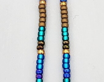 Pendientes colgantes de cuentas multicolores: joyería bohemia de plata de ley