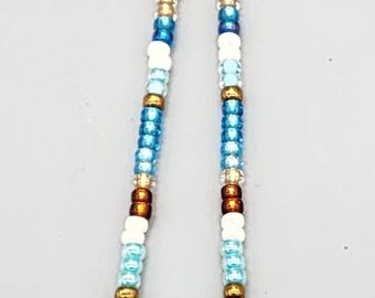 Pendientes colgantes de cuentas de semillas con colores playeros: joyería bohemia de plata de ley