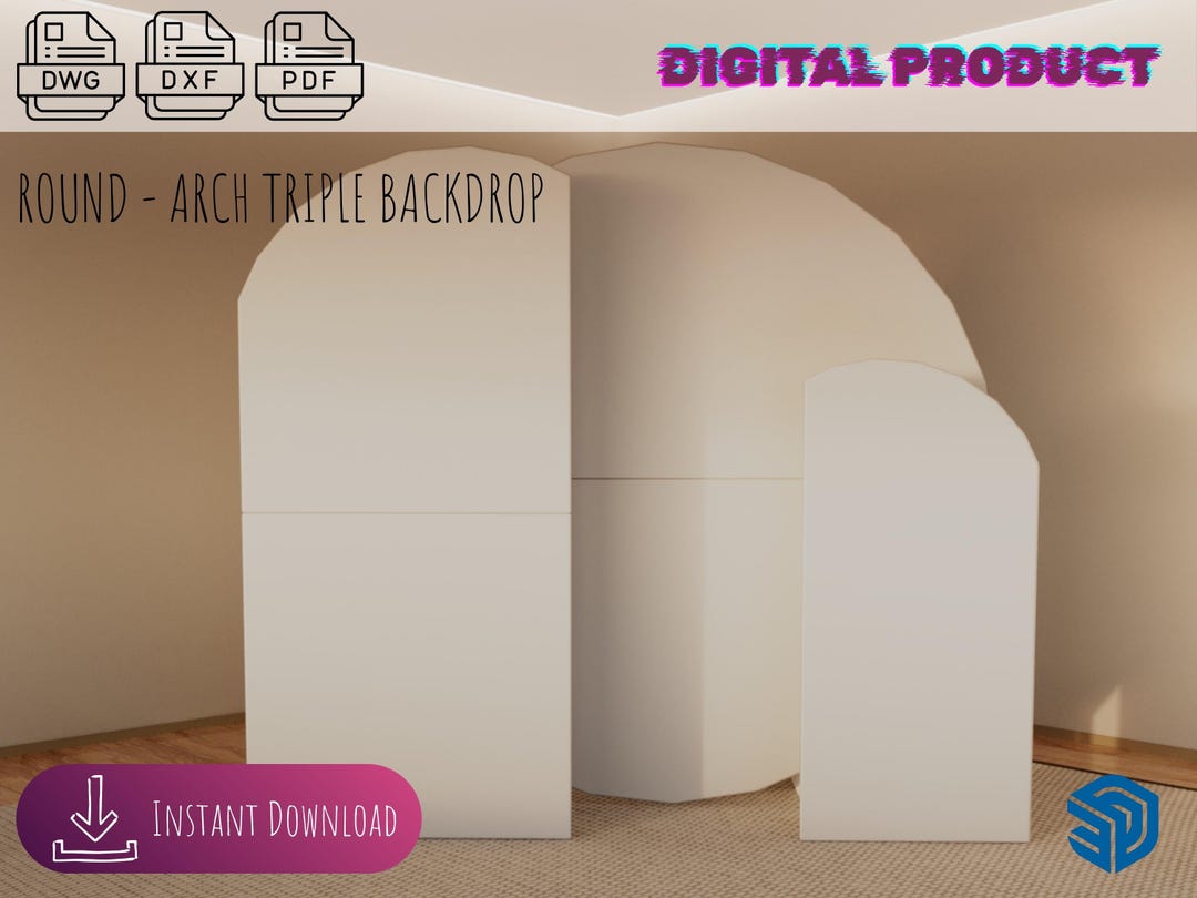 Triple Arch Backdrop Files | Multi-level Wedding Event Panels (dxf, Dwg ...