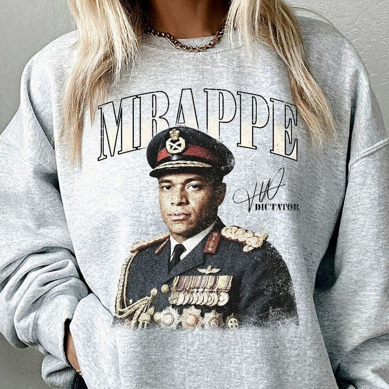 Kylian Mbappé Dictator Signature World Soccer Vintage T-shirt, Retro voetbalshirt afbeelding 4