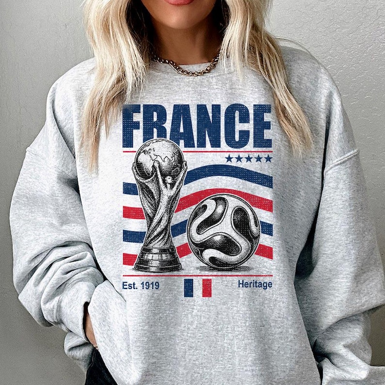 Camiseta de fútbol de Francia, estilo retro de los 90, Mundial 2026, camiseta vintage de Francia. imagen 4