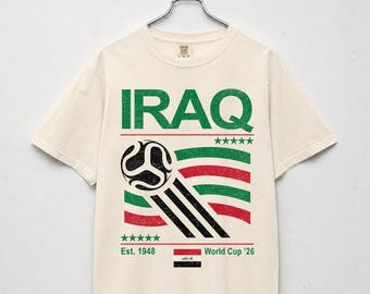 Iraq Soccer T-Shirt, Retro 90s Flag Iraq Team, World Cup 2026, Football Fan Gift