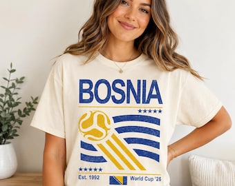 Bosnia Soccer Team T-Shirt, Retro 90s Flag Bosnia World Cup 2026, Football Fan Gift