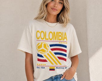 Colombia Soccer T-Shirt, Retro 90s Flag, World Cup 2026, Football Fan Gift