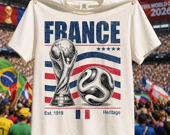 France Soccer T-Shirt, Retro 90s Football, World Cup 2026, Vintage France Jersey Tee