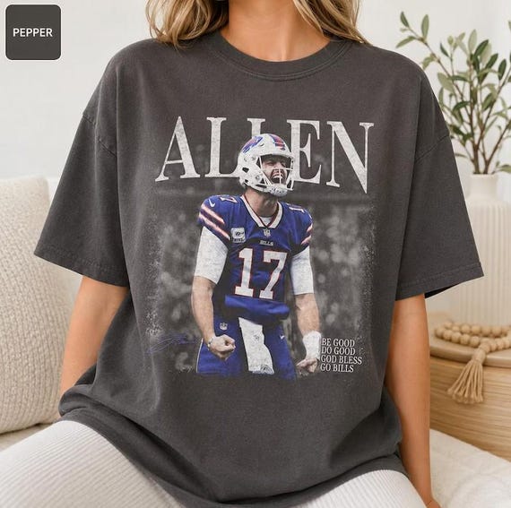 Josh Allen Shirt, Buffalo Bills #17 Vintage Football Tee, Retro Allen Graphic Shirt, Buffalo Fan Gift, Game Day Comfort Colors Tee