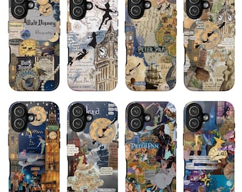 Peter Pan Phone Case, Vintage Neverland Collage Cover, Magical Tinkerbell Phone Case, Case For iPhone & Samsung