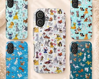 Disney Dogs Phone Case Cute Cartoon Doodle Cover for iPhone 17 16 15 14 Pro Max Plus Samsung S24 S23 S22, Disney Fans Gift