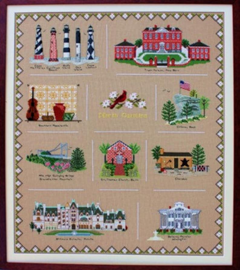 Carolina Sampler North Carolina Cross Stitch Sampler - Etsy