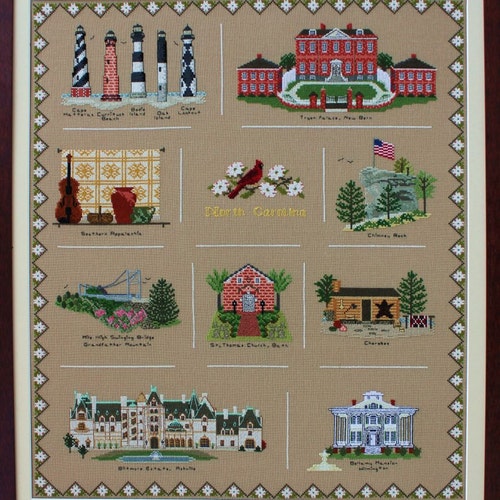 North Carolina PDF Download Sampler Cross Stitch Pattern Etsy