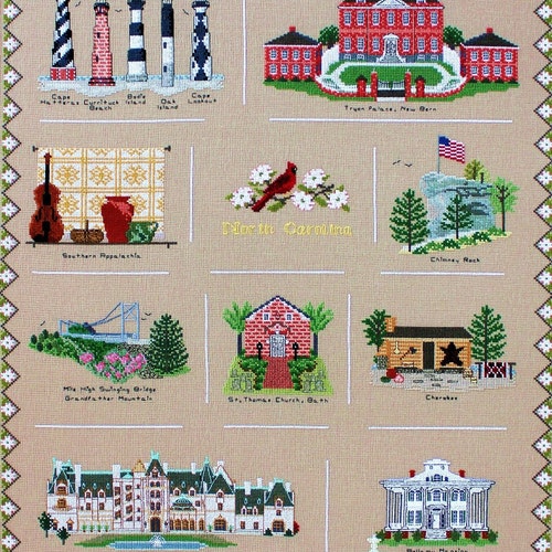 North Carolina Cross Stitch Sampler Etsy