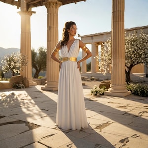White and Gold Greek Dress - Etsy