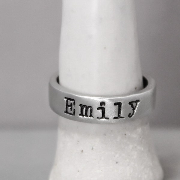 Custom Name Ring - Pewter Ring - Personalized Ring Custom Stamped Ring