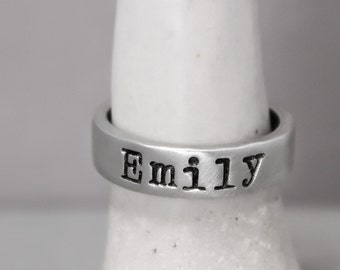 Custom Name Ring - Pewter Ring - Personalized Ring Custom Stamped Ring