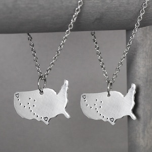 Long Distance Relationship Necklace Set  - Long Distance Jewelry - Going Away Gifts