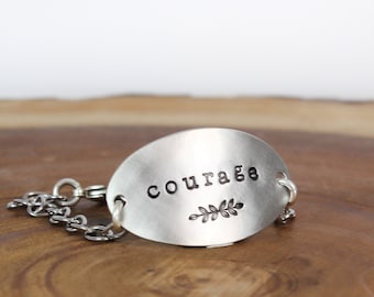 One Little Word Charm Bracelet, Custom Engraved Bracelet, Inspiration Bracelet, Handmade Jewelry