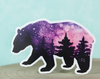 Forest Bear Sticker, Cute Nature Sticker, Nature Laptop Stickers, Vinyl Stickers