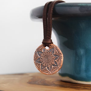 Sacred Geometry Mandala Necklace, Copper Mandala Jewelry, Copper Jewelry, Copper Necklace