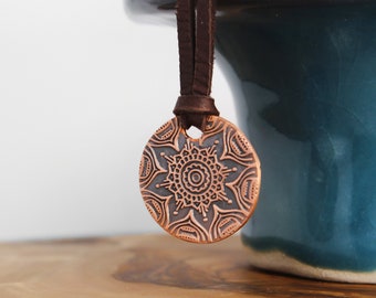 Sacred Geometry Mandala Necklace, Copper Mandala Jewelry, Copper Jewelry, Copper Necklace