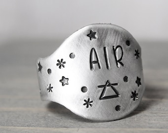 Air Element Ring, Witchcraft Ring, Celestial Ring, Gemini Jewelry, Witchy Jewelry, Wicca Ring