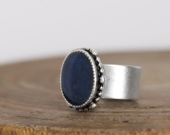 Blue Azurite Ring - Adjustable Ring - Third Eye Chakra Ring