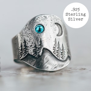 Mountain Range Ring, Sterling Silver Mountain Ring, Mountain Gift for Her, Nature Jewelry, Wanderlust Gift, Wanderlust Jewelry