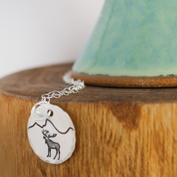 Mountain Moose Necklace - Mountain Range Necklace - Tetons Necklace